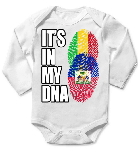 Malian And Haitian Mix Heritage DNA Flag Long Sleeve Baby One-Piece