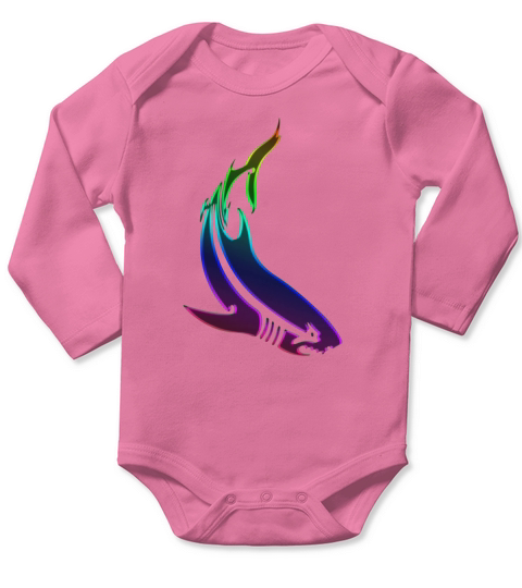 Neon Shark 1 Long Sleeve Baby One-Piece