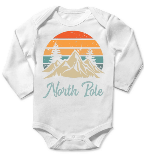 North Pole Retro Vintage Mountain Sunset Outdoors Long Sleeve Baby One-Piece