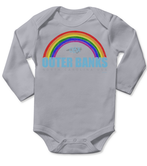 Rainbow Outer Banks OBX North Carolina USA Vintage Long Sleeve Baby One-Piece