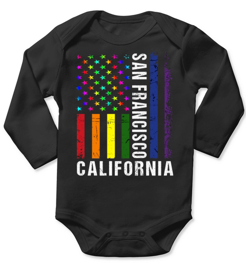 San Francisco California Gay Pride Rainbow American Flag Lbgt Rights Long Sleeve Baby One-Piece