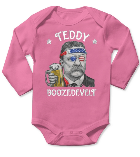 Teddy Boozedevelt Theodore Roosevelt 4Th Of July Drinking shirt Long Sleeve Baby One-Piece