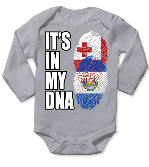 Tongan And Salvadoran Mix Heritage DNA Flag Long Sleeve Baby One-Piece