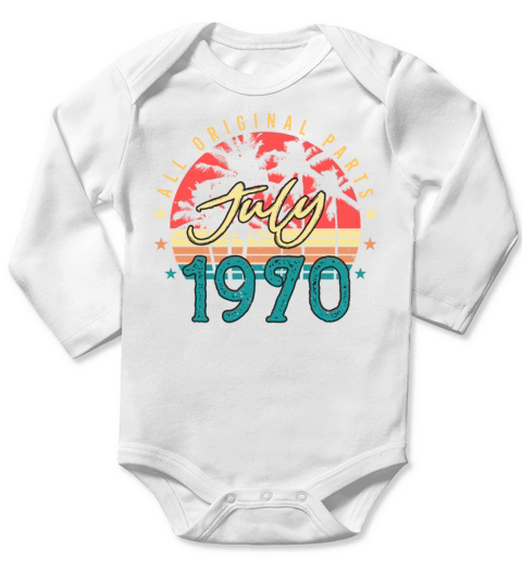 Vintage 1970 July Long Sleeve Baby One-Piece