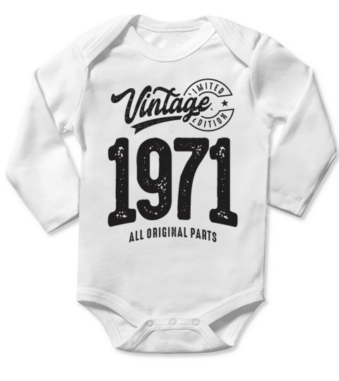 Vintage Born in 1971 - 51st Birthday Long Sleeve Baby One-Piece