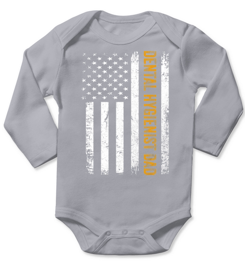 Vintage USA Dental Hygienist Dad American Flag Fathers Day T-Shirt Long Sleeve Baby One-Piece