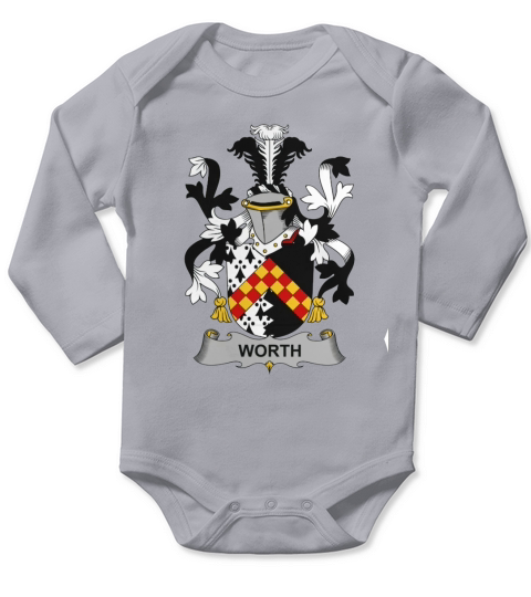 Worth Family Crest Irish Family Crests II Long Sleeve Baby One-Piece