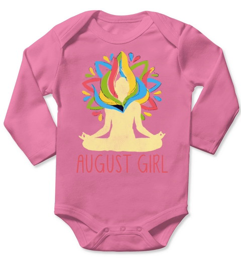 Yoga Mandala Meditation Birth Born Month August Long Sleeve Baby One-Piece