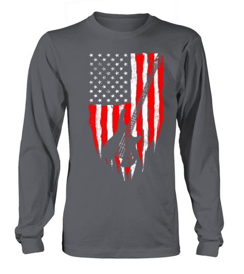 AMERICAN BASSAmerican Flag Guitar Vintage Music Long sleeved Unisex