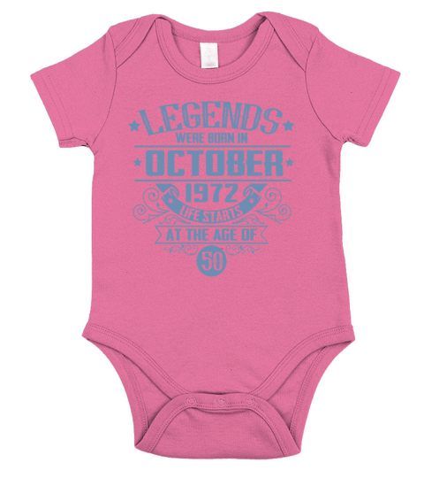 50th Birthday Gifts October 1972 Vintage Short Sleeve Baby One-Piece