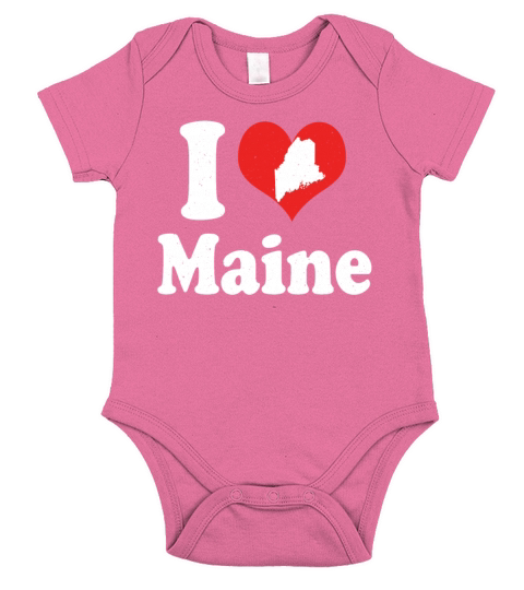 America Citizen US State Love I Heart Maine Short Sleeve Baby One-Piece