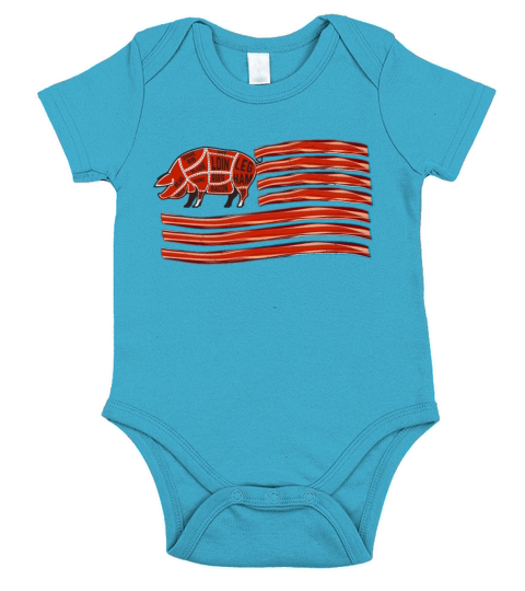 American Bacon Flag Funny Grilling Party Short Sleeve Baby One-Piece