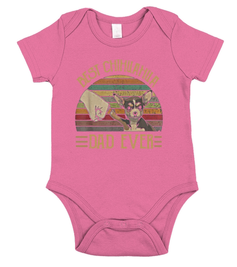 Best Chihuahua Dad Ever Retro Vintage Sunset Short Sleeve Baby One-Piece