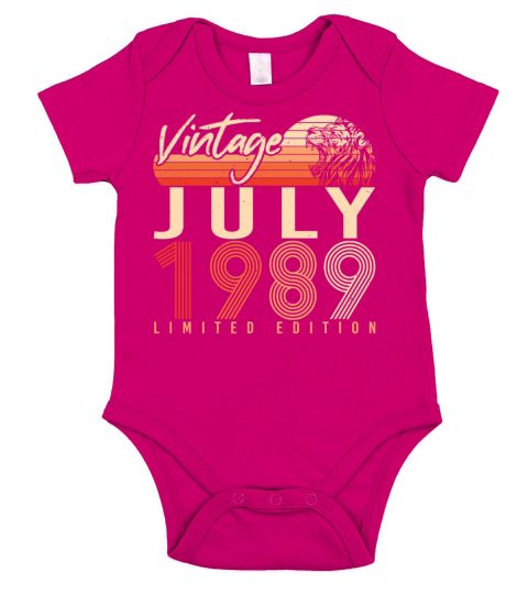 Birthday Greeting For July 1989 Short Sleeve Baby One-Piece
