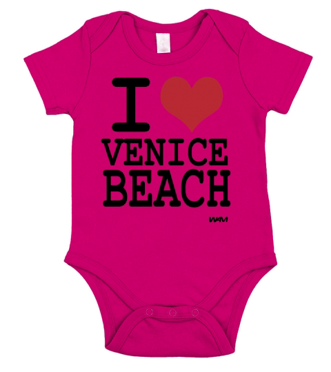 Black i love venice beach by wam Womens TShirts Short Sleeve Baby One-Piece