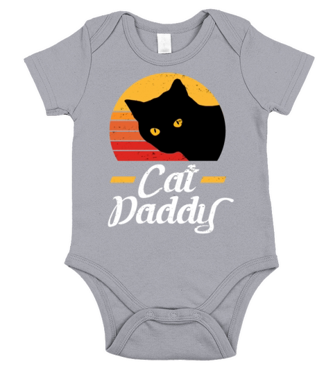 Cat Daddy Vintage Eighties Cat Retro Distressed Short Sleeve Baby One-Piece