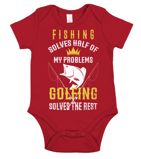 Fishing Solves Half Of My Problems Golfing Vintage Short Sleeve Baby One-Piece