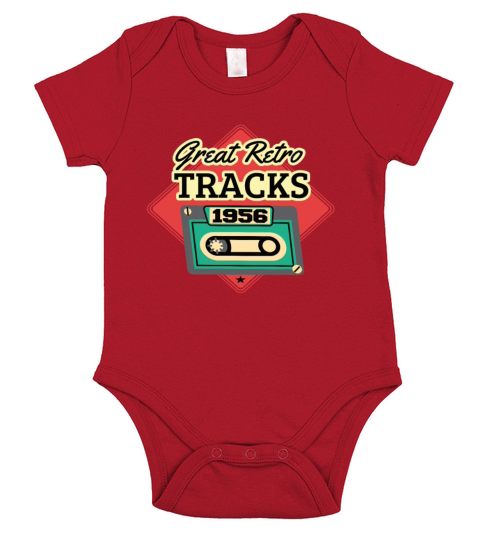 Great Retro Tracks 1956 Cassette Vintage Birthday Short Sleeve Baby One-Piece
