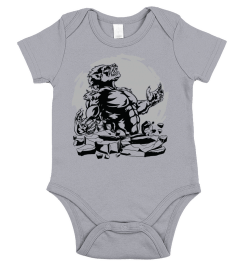 Halloween Monster Line Art Werewolf Horror Short Sleeve Baby One-Piece