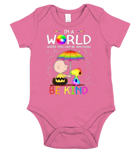 In A World Where You Can Be Anything Be Kind LGBT Pride Snoopy shirt Short Sleeve Baby One-Piece