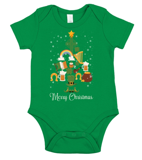 Irish Merry Christmas Pine Tree Funny Decoration Short Sleeve Baby One-Piece