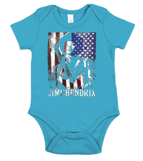 Jimi Hendrix Distressed American Flag Vintage Rock T-Shirt Short Sleeve Baby One-Piece