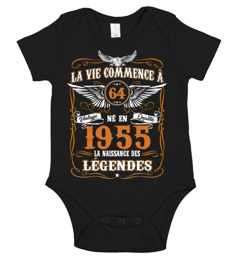 la vie commence a 64 ne en 1955  la naissance des legendes Short Sleeve Baby One-Piece