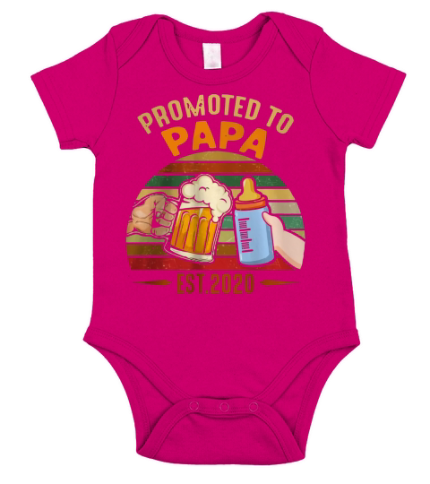 Promoted To Papa EST 2020 vintage shirt Short Sleeve Baby One-Piece