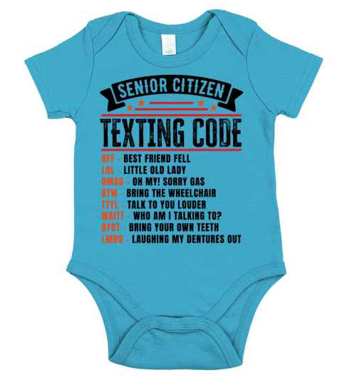 Senior Citizens Texting Code Funny Retirement Short Sleeve Baby One-Piece
