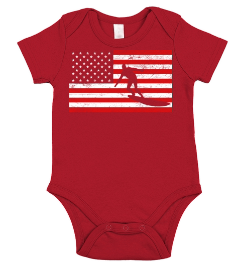 Surfing and USA Flag Short Sleeve Baby One-Piece