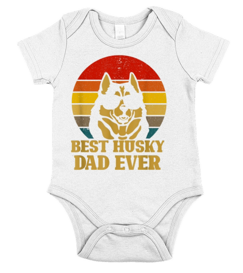 Vintage Best Husky Dad Ever Gift For Dog Lover Short Sleeve Baby One-Piece
