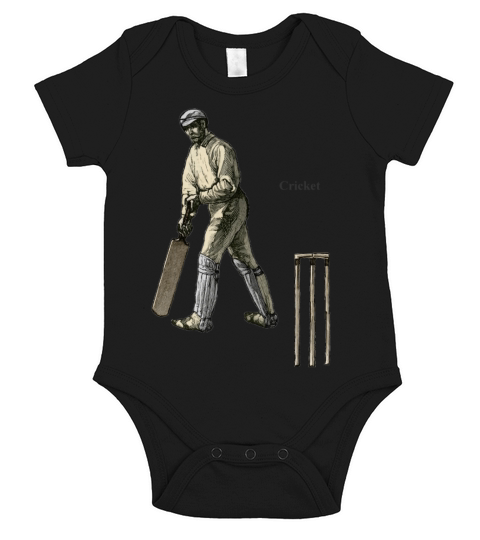 Vintage Cricket Player with a Bat and Wicket Short Sleeve Baby One-Piece