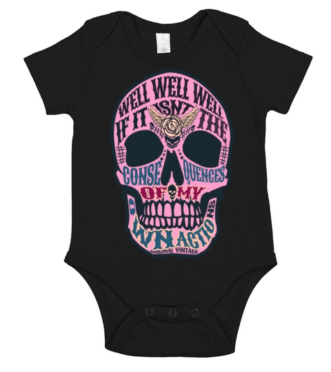 well well consequences meme vintage SKULL HORROR Short Sleeve Baby One-Piece
