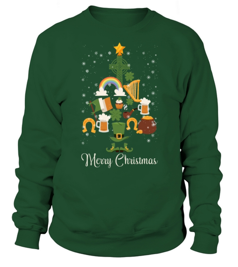 Irish Merry Christmas Pine Tree Funny Decoration Sweatshirt Unisex