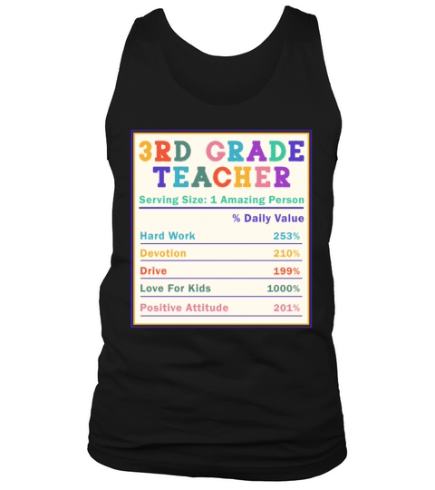 3rd Grade Teacher Nutrition Facts Tank Top Unisex