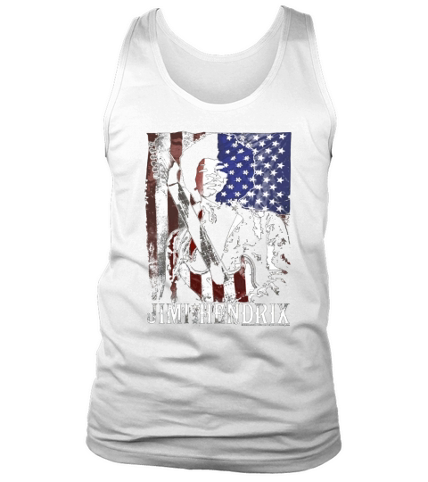 Jimi Hendrix Distressed American Flag Vintage Rock T-Shirt Tank Top Unisex