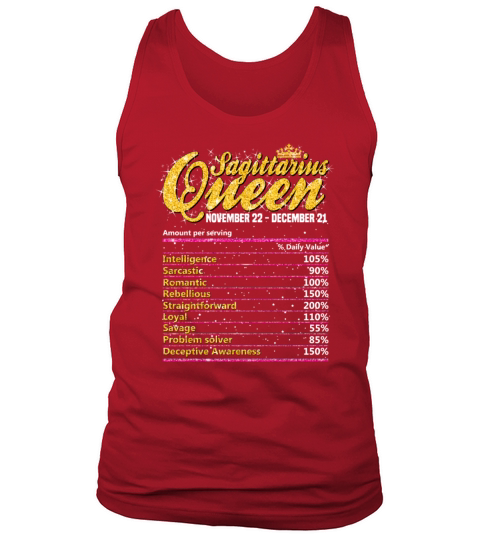 Sagittarius Queen Nutrition Facts Zodiac Sign Bday Tank Top Unisex