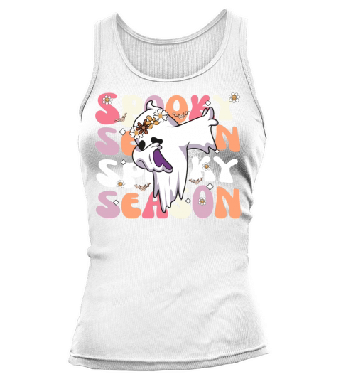 Groovy Halloween Spooky Season Retro Dabbing Ghost Tank top Woman