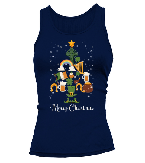 Irish Merry Christmas Pine Tree Funny Decoration Tank top Woman