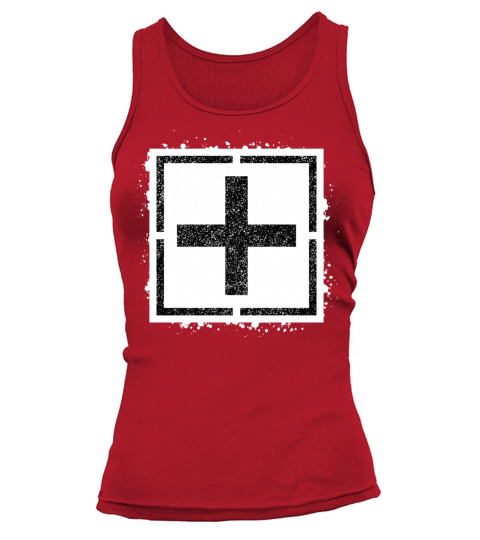 Sponge stencil Cross inside square Tank top Woman