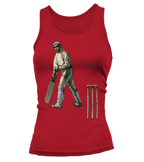 Vintage Cricket Player with a Bat and Wicket Tank top Woman