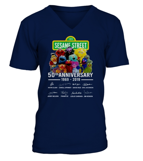 123 Sesame Street 50th anniversary 1969 2019 signatures Muppet shirt V-Neck T-shirt