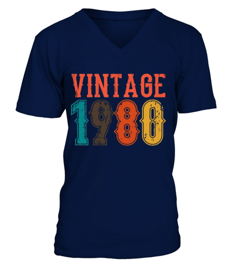 1980 Born Birthday Dad Vintage 1980 V-Neck T-shirt