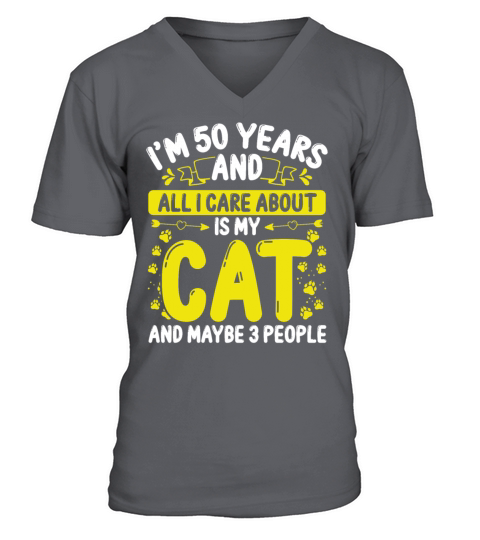 50th Birthday for Cat Mom 50 Year Old Cat Dad V-Neck T-shirt