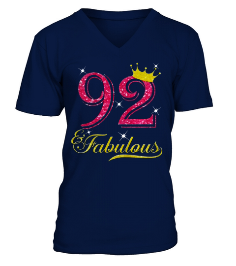92nd Birthday Women Fabulous Shirt V-Neck T-shirt