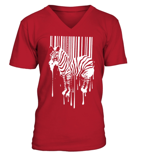 Banksy Street Art Zebra Bar Code V-Neck T-shirt