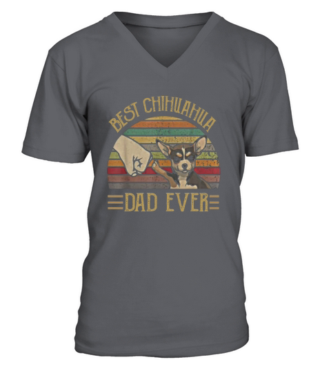 Best Chihuahua Dad Ever Retro Vintage Sunset V-Neck T-shirt