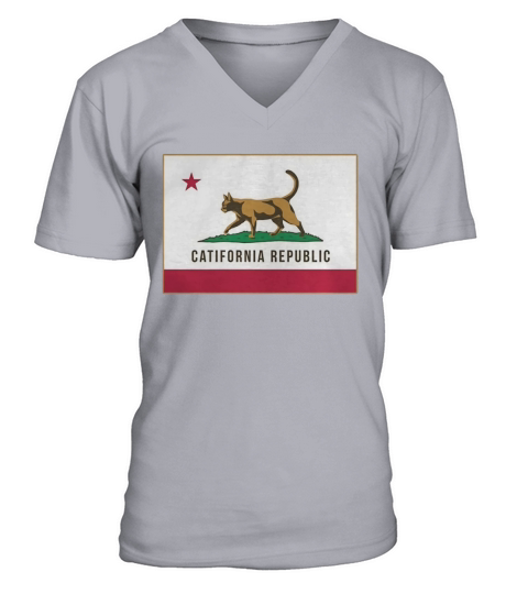 Cali Cat Tees California Catifornia Republic Flag T-Shirt V-Neck T-shirt