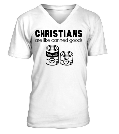Canned Goods Christian V-Neck T-shirt