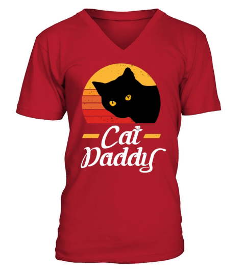 Cat Daddy Vintage Eighties Cat Retro Distressed V-Neck T-shirt